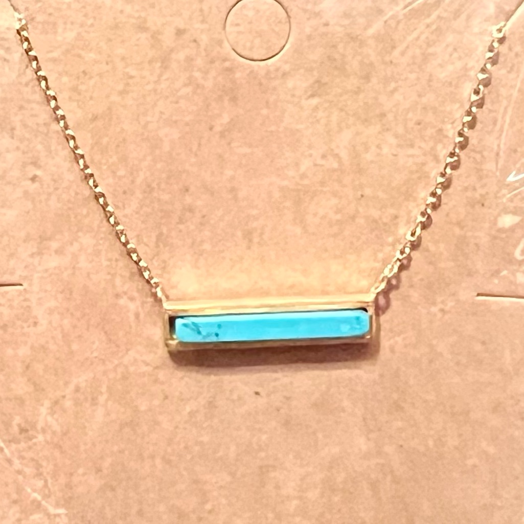 Gold Chain Turquoise Bar Necklace